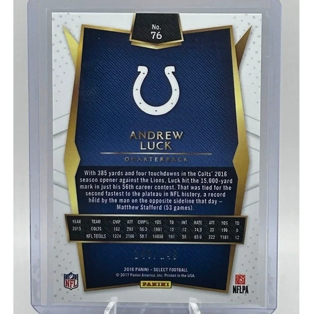 Andrew Luck Blue Prizm‎ Die-Cut 2016 Panini Select 76 NFL Indianapolis Colts